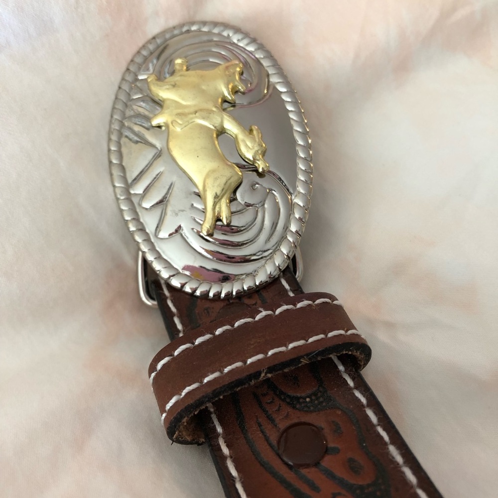 Boys Western Leather Belt SZ 23 Good PreWorn